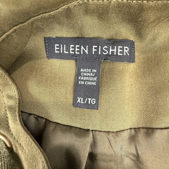 Eileen Fisher Polished Anorak Jacket Hooded Full Zip Olive Womens XL Sustainable - Picture 11 of 14